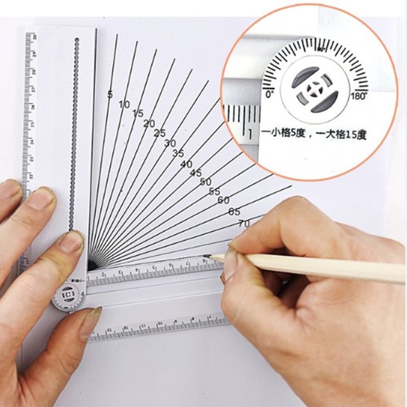 Triple W 4in1 Ruler Compass Penggaris Gambar Jangka Sudut Siku Lipat