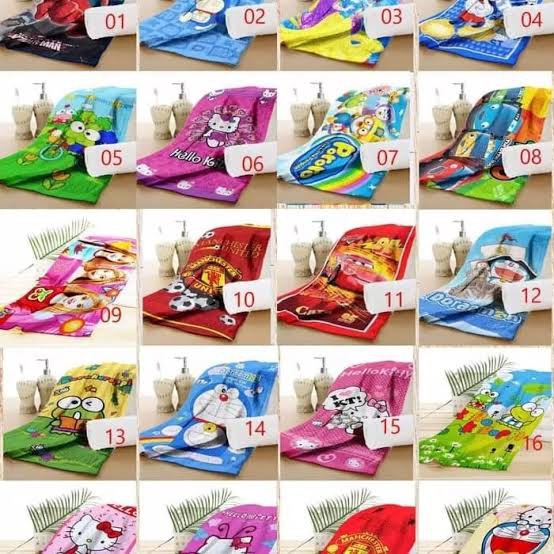 Handuk Mandi Karakter Anak Jumbo 70x140 Warna Terang Lembut