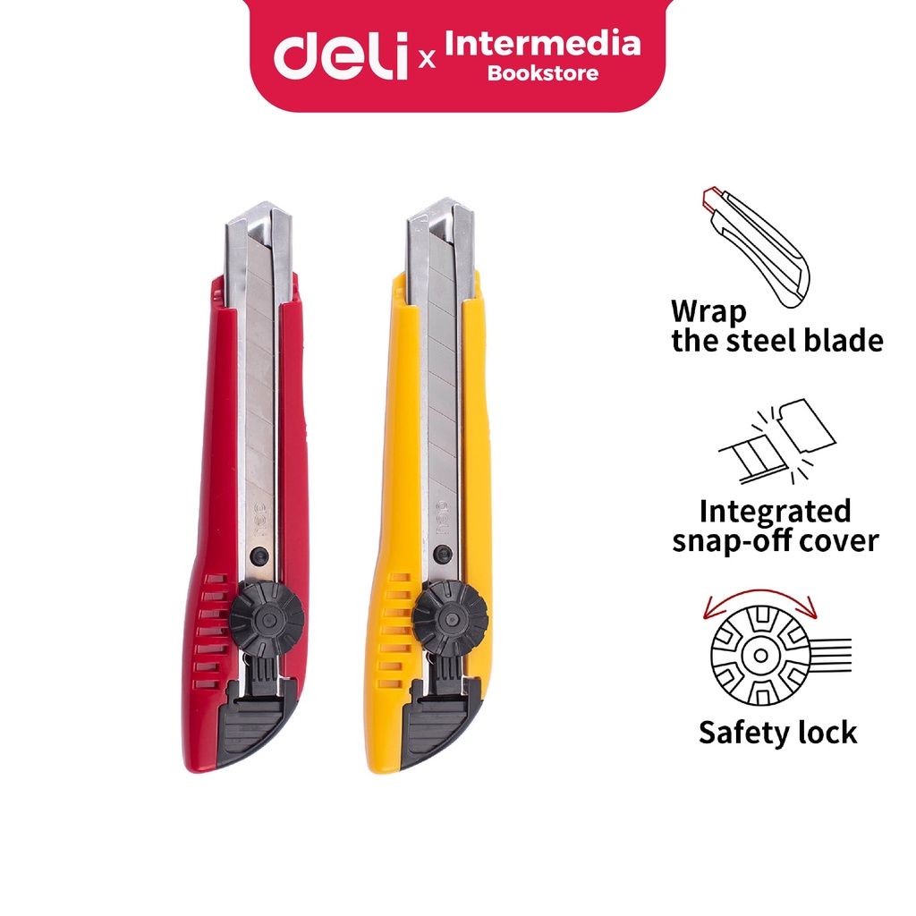 

Deli E2043 Cutter dengan pisau baja SK5 sistem kunci manual untuk penggunaan yang aman