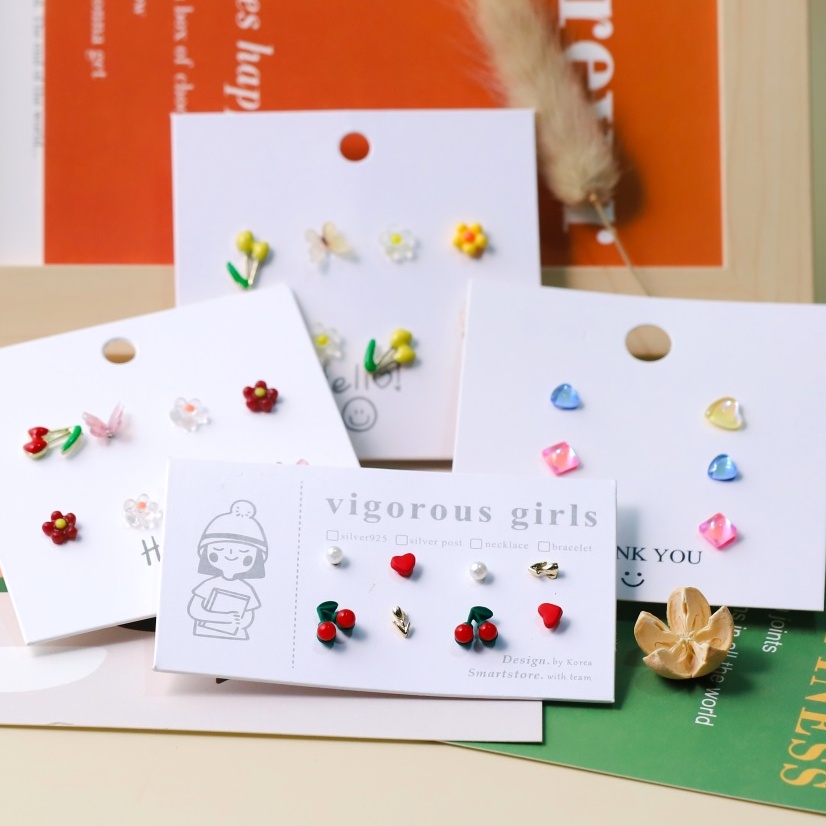 1 Set / Tas Anting S925 sterling silver Bentuk Bunga Kupu-Kupu Hati Gaya Korea