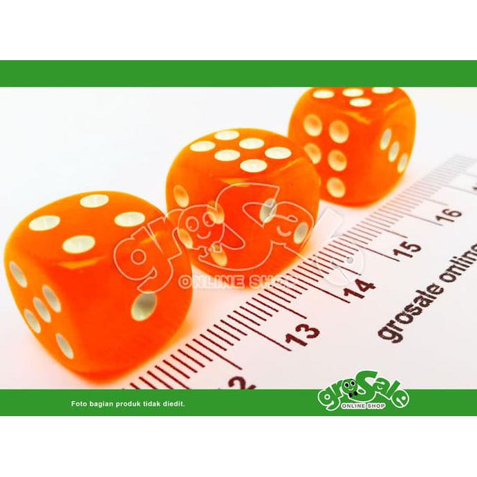 PALING MURAH  Dadu 14x14mm Transparant Orange/Dadu Bening Jingga Transparan