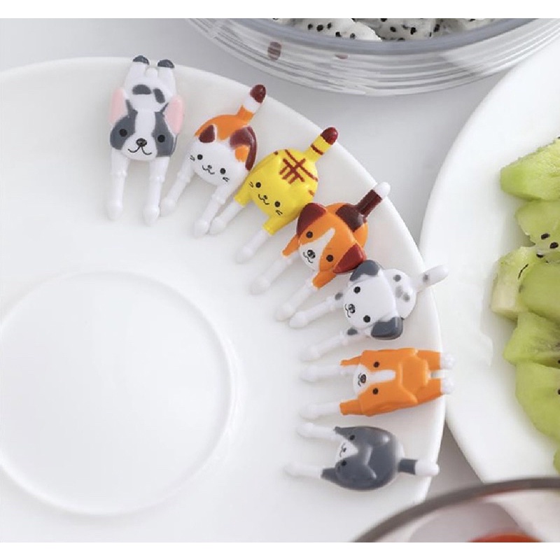 

7Pcs Garpu Buah / Bento Mini Bentuk Kartun Hewan Lucu Untuk Dekorasi Pesta/Ready Stok/Murah