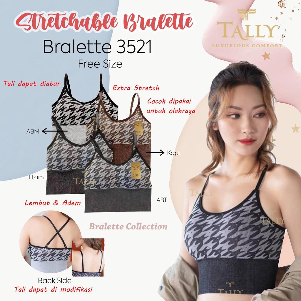 TALLY SPORT BRA BH KEMBEN BRALETTE 3521 I ADA BUSA I FREE SIZE I CUP B I BAHAN RAJUT EXTRA STRETCH-