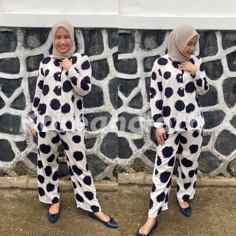 PIYAMA / BAJU TIDUR POLKADOT KATUN TERMURAH