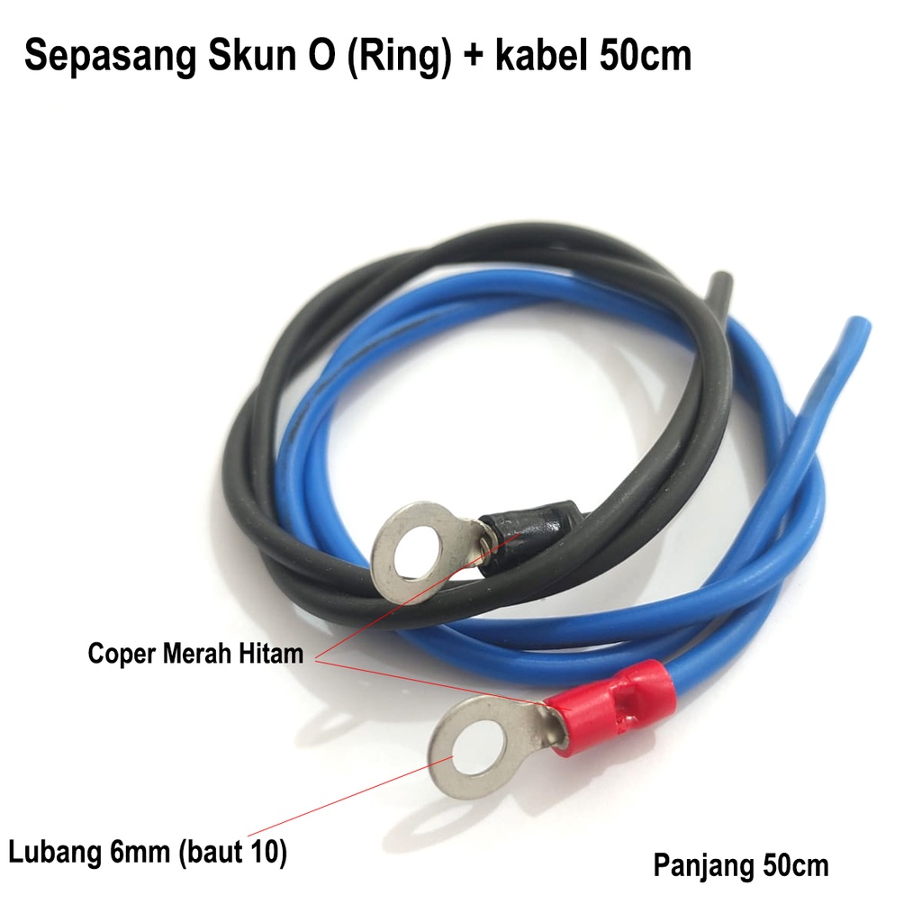 Jual Kabel Aki/Skun O Ring 6mm + kabel 50cm Per pasang | Shopee Indonesia