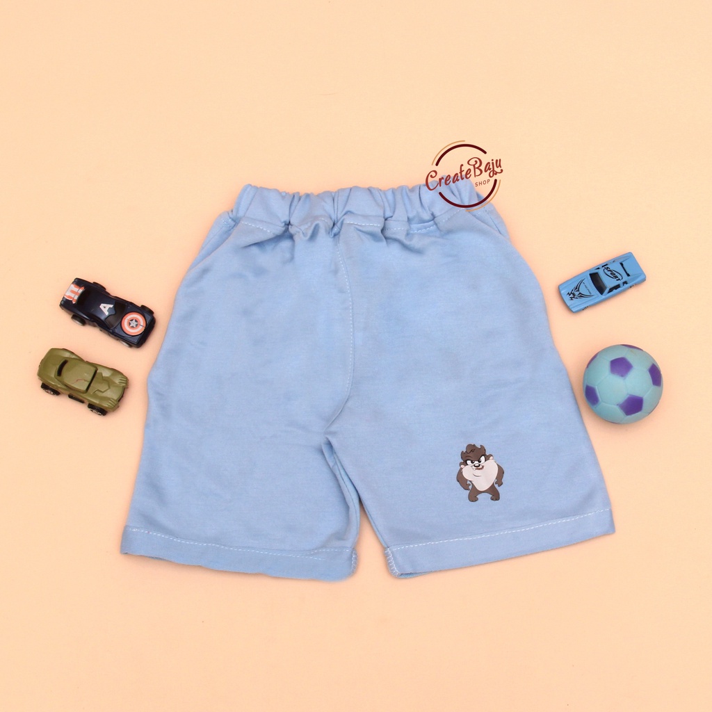CELANA PENDEK ANAK MOTIF TAZMANIA BABY TERRY CELANA SANTAI ANAK LAKI 1-5 TAHUN FASHION TERMURAH