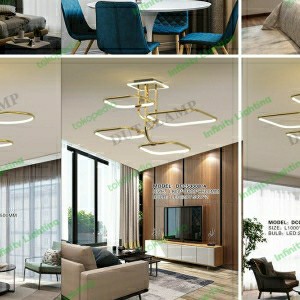 LAMPU PLAFON MINIMALIS 4 LAMPU BULAT/KOTAK