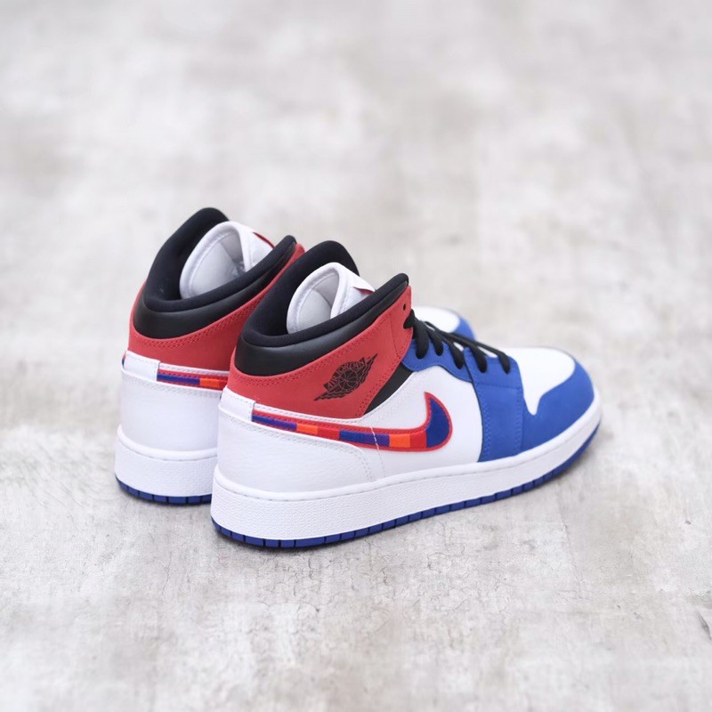 air jordan 1 mid rush blue university red