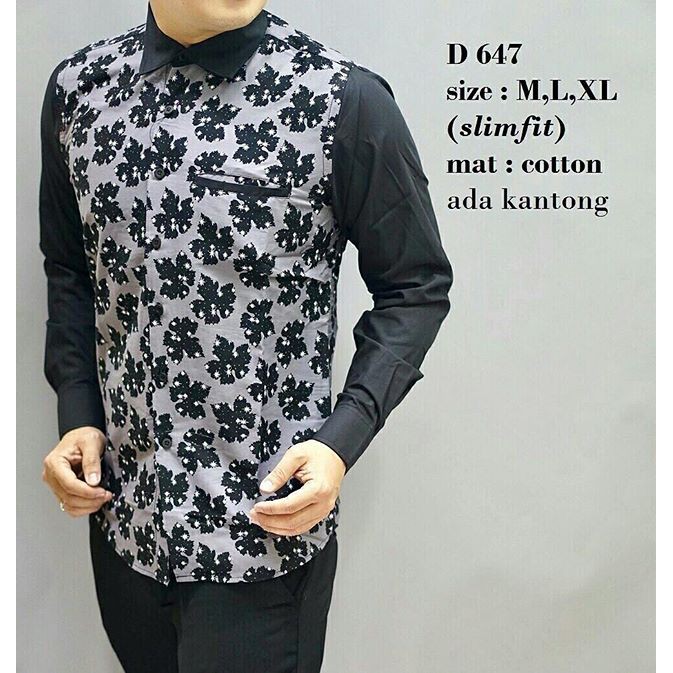 KEMEJA BATIK PRIA KANTORAN LENGAN PANJANG FORMAL  D647