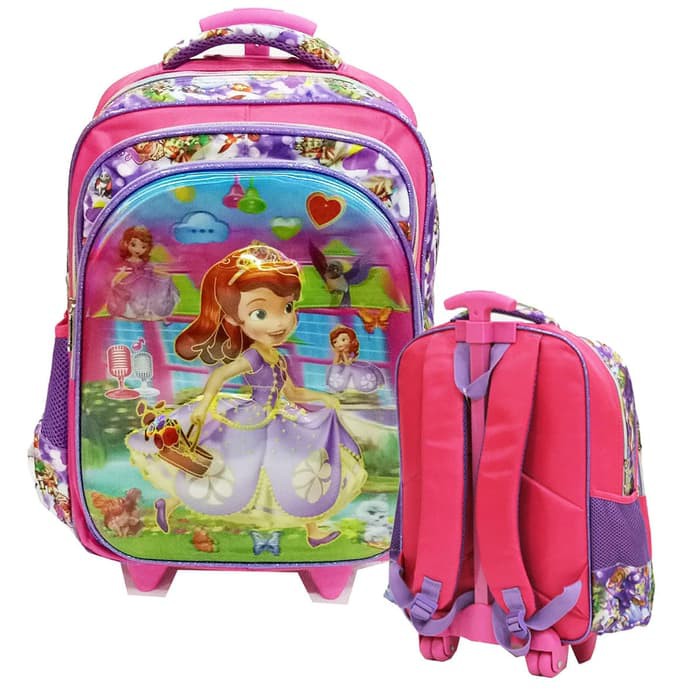 Tas Trolley Anak Sekolah SD Import Princess Sofia 5D Timbul Hologram