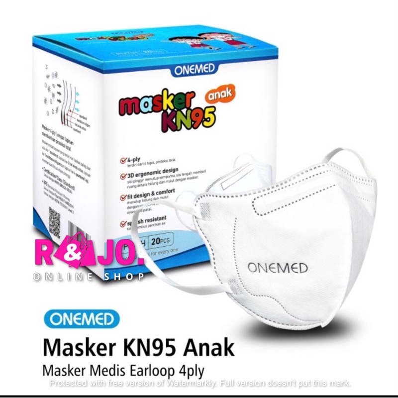 Masker KN95 Onemed Anak Masker Medis Earloop 4ply isi 20 pcs