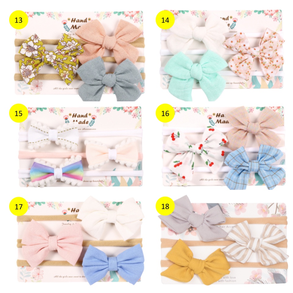 1 Set (Isi 3 pcs) Bando Bandana Bayi Nilon / Headband Bandana Bayi