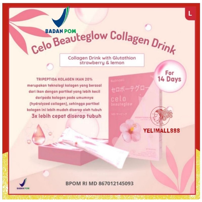 BELI 1 GRATIS 1 Glow Beauty Celo Beauty glow Collagen Drink With Glutathion Strawberry & Lemon