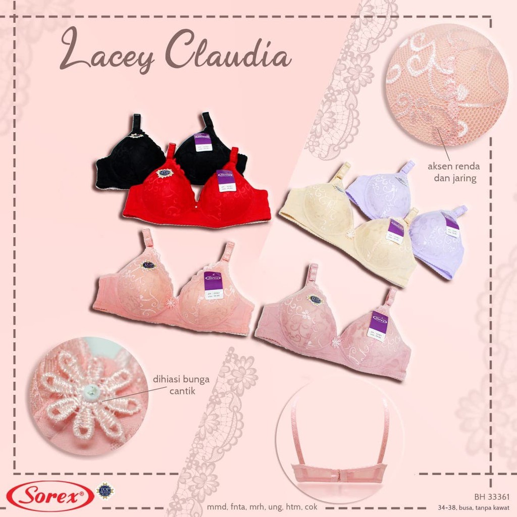 PROMO BRA RENDA TANPA KAWAT BUNGA CANTIK 34-38 SOREX 33361 BEST SELLER TERMURAH