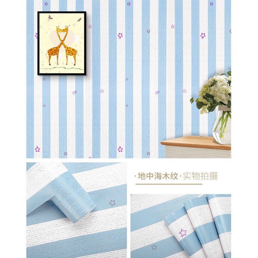 Wallpaper Sticker Dinding Garis Biru Bintang