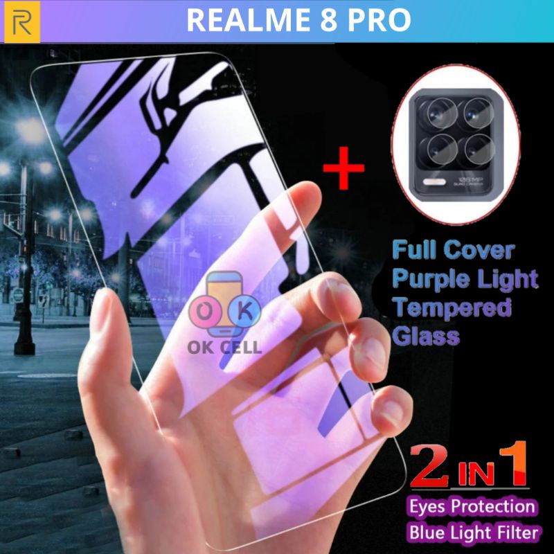 Tempered Glass Anti Blue Light Realme 8 Pro - Tg Anti Gores Radiasi Realme 8Pro Full Layar Protector