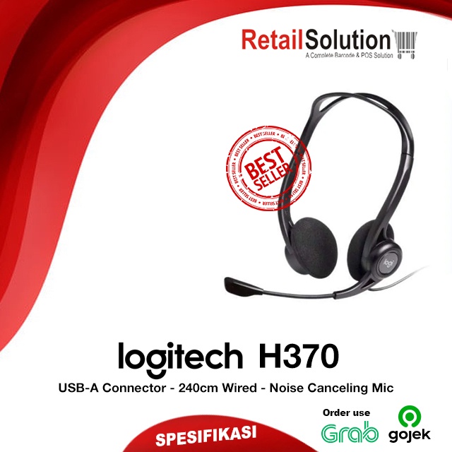 Headset Mic Stereo USB - Logitech H370 / H-370 Microphone Wired