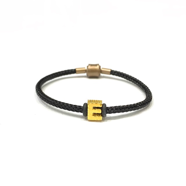 Gelang Tali Set Liontin Balok Huruf E Emas Asli Kadar 700