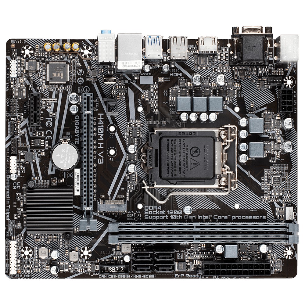 Gigabyte Motherboard H410M H V3, DDR4, NVMe PCIe Gen3 x4