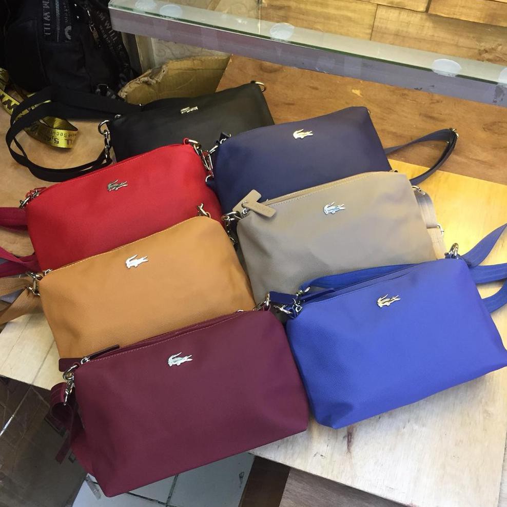 PROMO TAS FASHION CEWEK TAS WANITA SELEMPANG SLEMPANG PEREMPUAN LACOSTE 2 RUANG