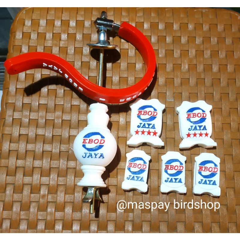 variasi asesoris stoper,pion,gantungan lipat lapis karet sangkar kotak ebod Jaya fullset-Merah