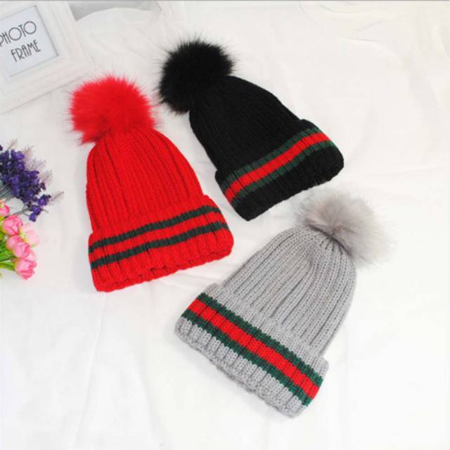 Topi Kupluk Beanie List Rajut Winter Penghangat Musim Dingin