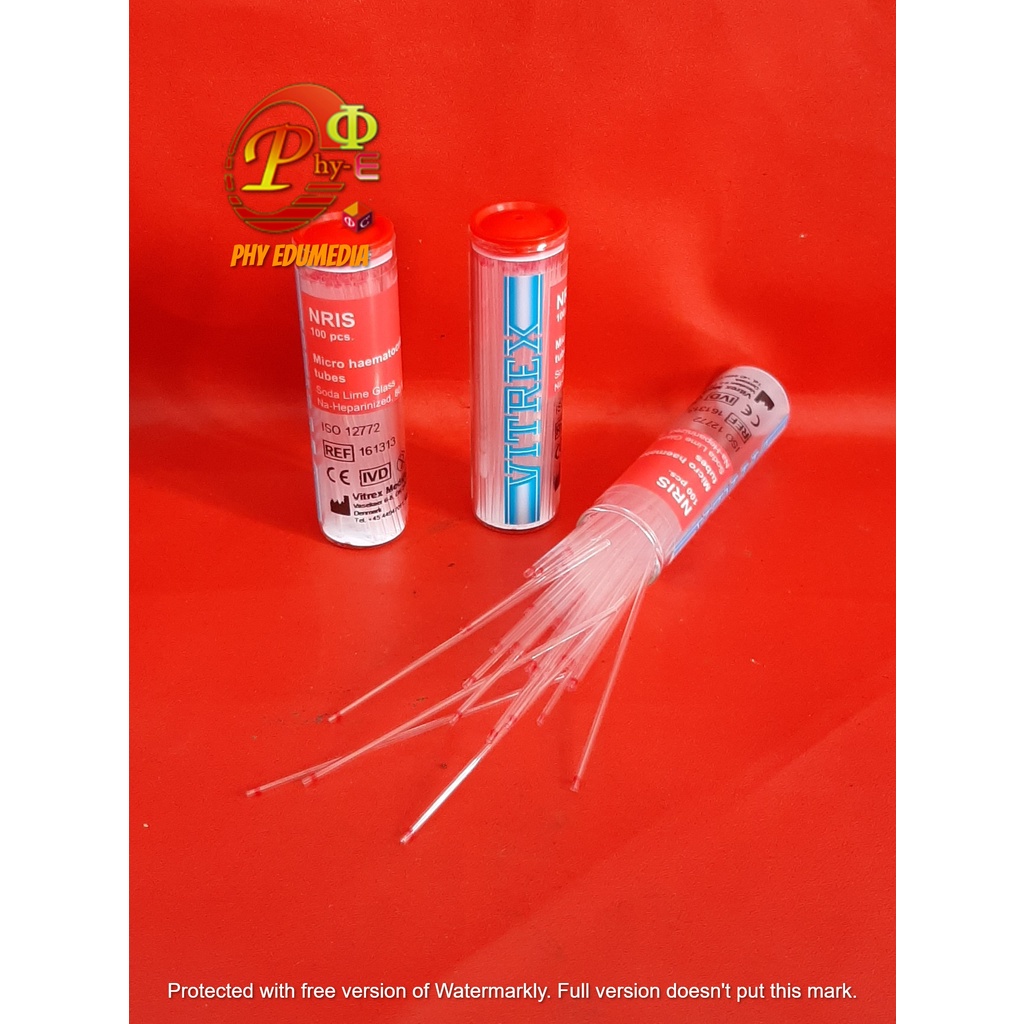 Tabung Pipa Kapiler Hematokrit / Tabung Mikro Kapiler Hematokrit Tube Plain PACK 100 Pcs