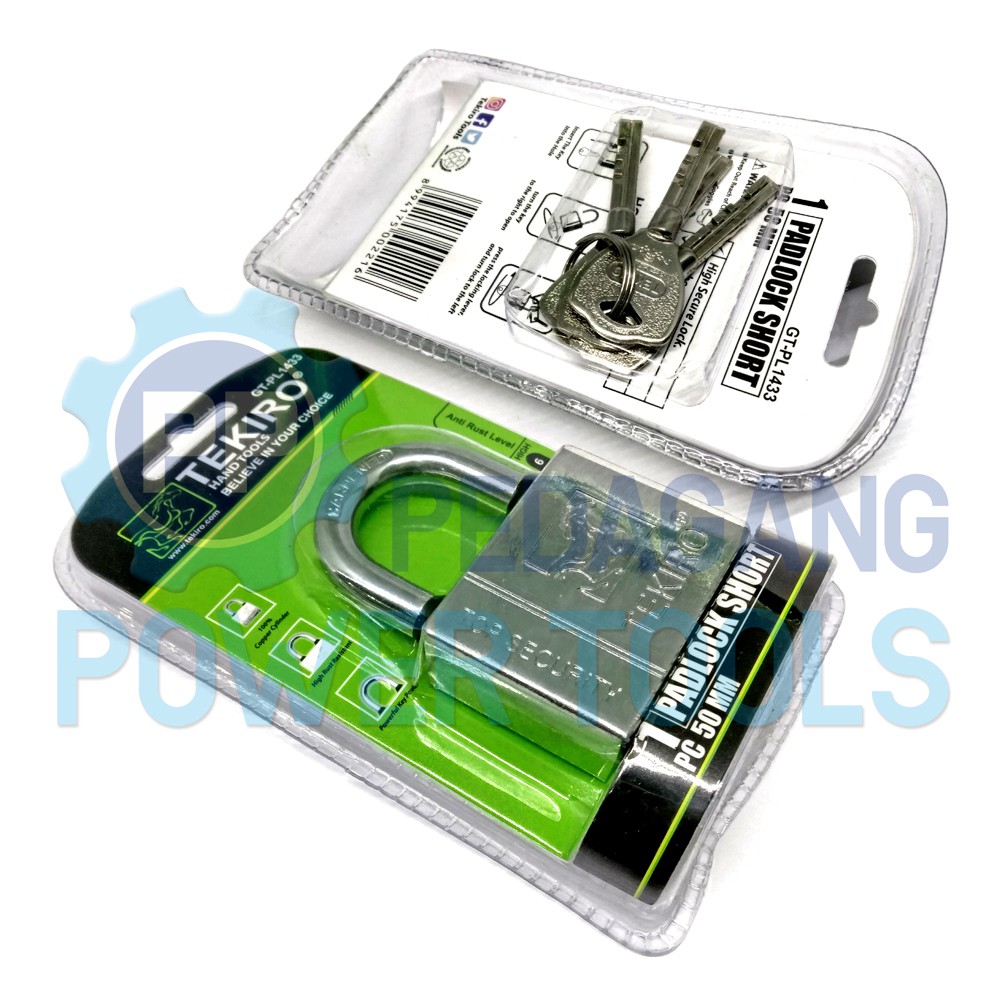 TEKIRO GEMBOK LEHER PENDEK 50 MM PADLOCK SHORT GT-PL1433