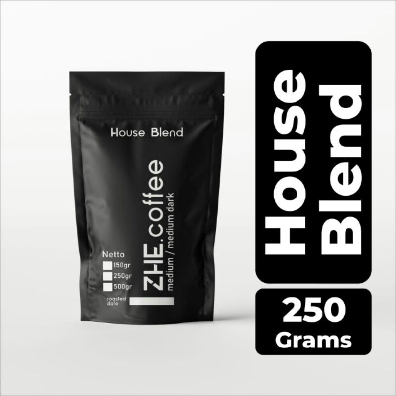 

KOPI HOUSEBLEND 250GR BIJI/BUBUK | zhe.coffee