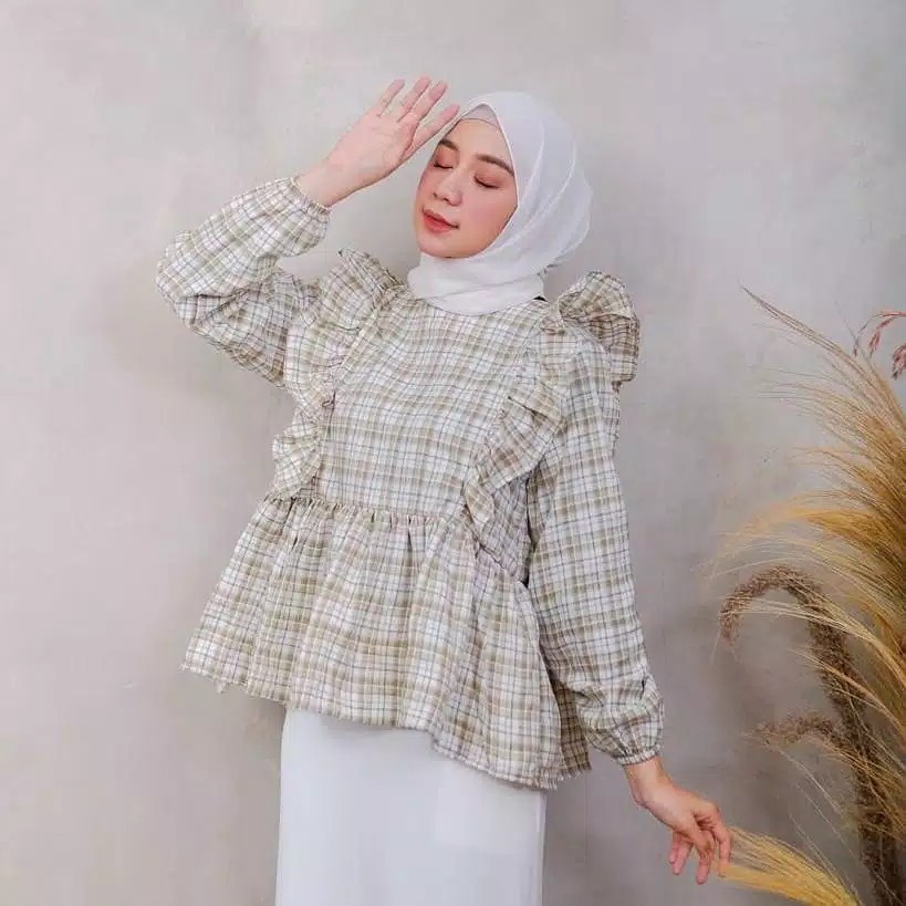 Blouse Mutia | Baju Wanita Motif Kotak