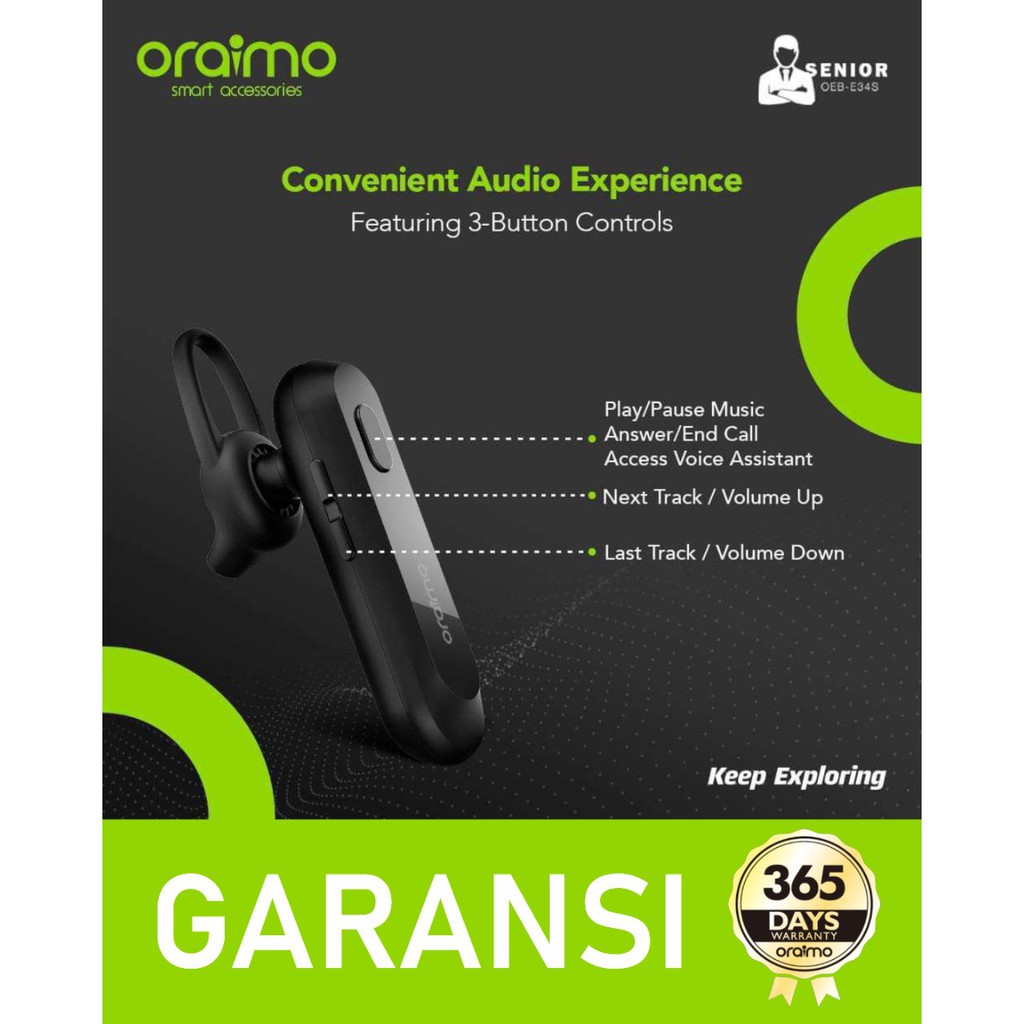 HANDSFREE EARPHONE ORAIMO WIRELESS OEB-E34S