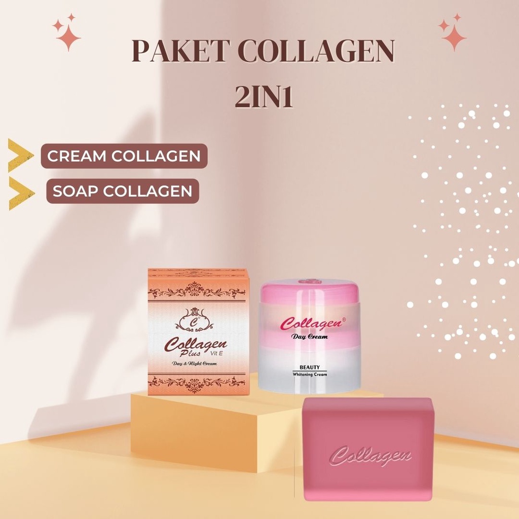 Collagen 1 Paket Pemutih Lengkap Asli Original BPOM - 4 in 1 - Paket Skincare Termurah Collagen - Sabun - Cream Siang