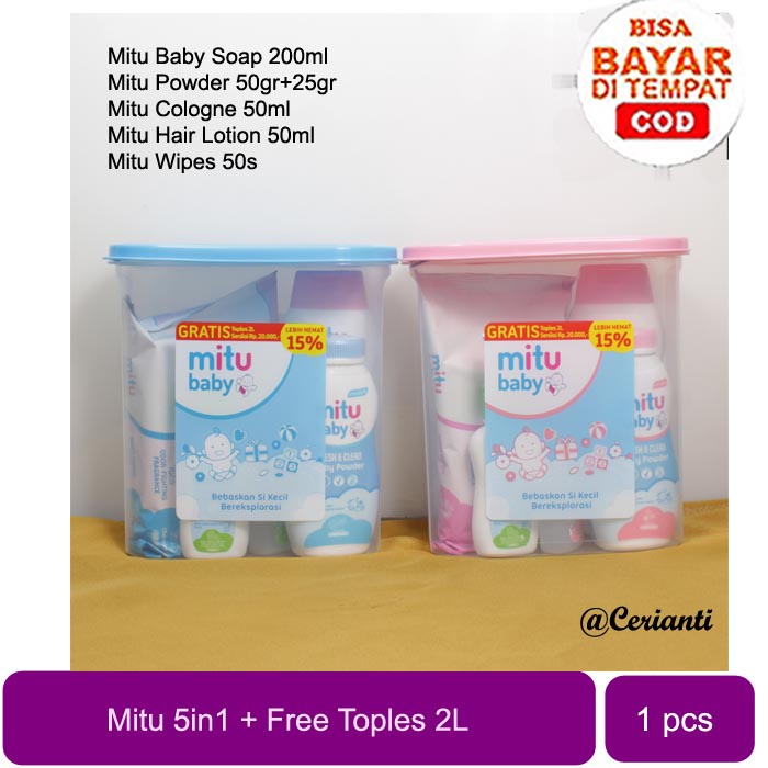 [PAKET BAYI | 5IN1 + TOPLES 2L] [BPOM] MITU Baby Special Pack GIFT SET Bayi | Paket Hadiah Bayi 5in1 | Shampoo Body Wash 200ml_Cerianti
