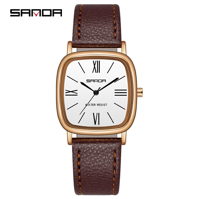 SANDA P1101 Jam Tangan Wanita Analog Classic Tali Kulit Quartz WATCHKITE WKOS