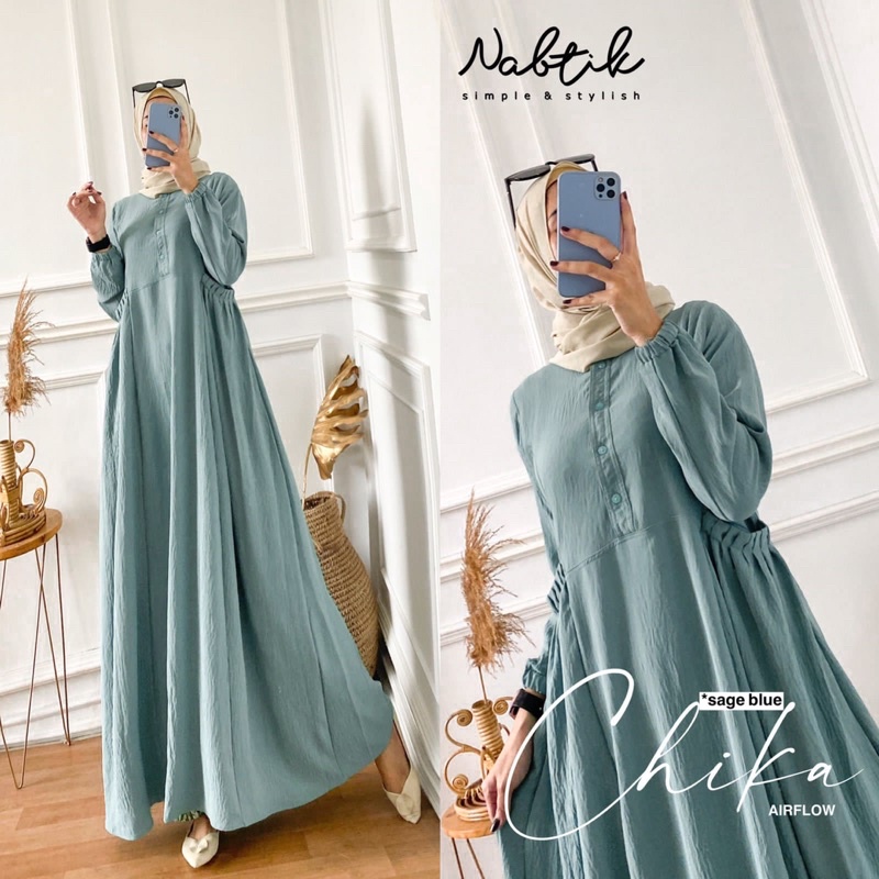 GAMIS CIKA DRESS MOTIF POLOS KANCING DEPAN MENYUSUI BUSUI FRIENDLY AIR FLOW URAGIRI DOT  BULU HALUSK