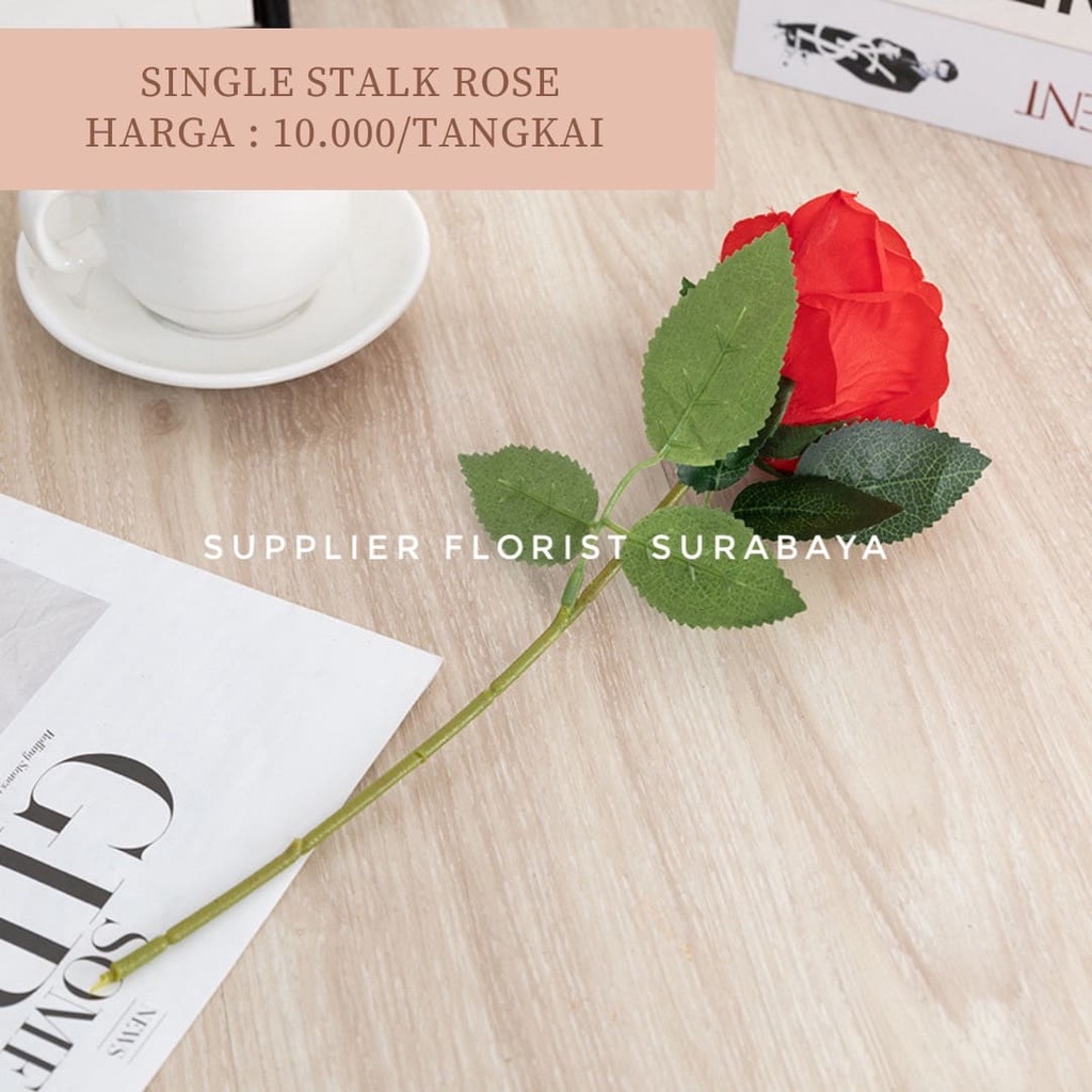 SINGLE STALK ROSE BUNGA PALSU ARTIFICIAL FLOWER MAWAR PREMIUM