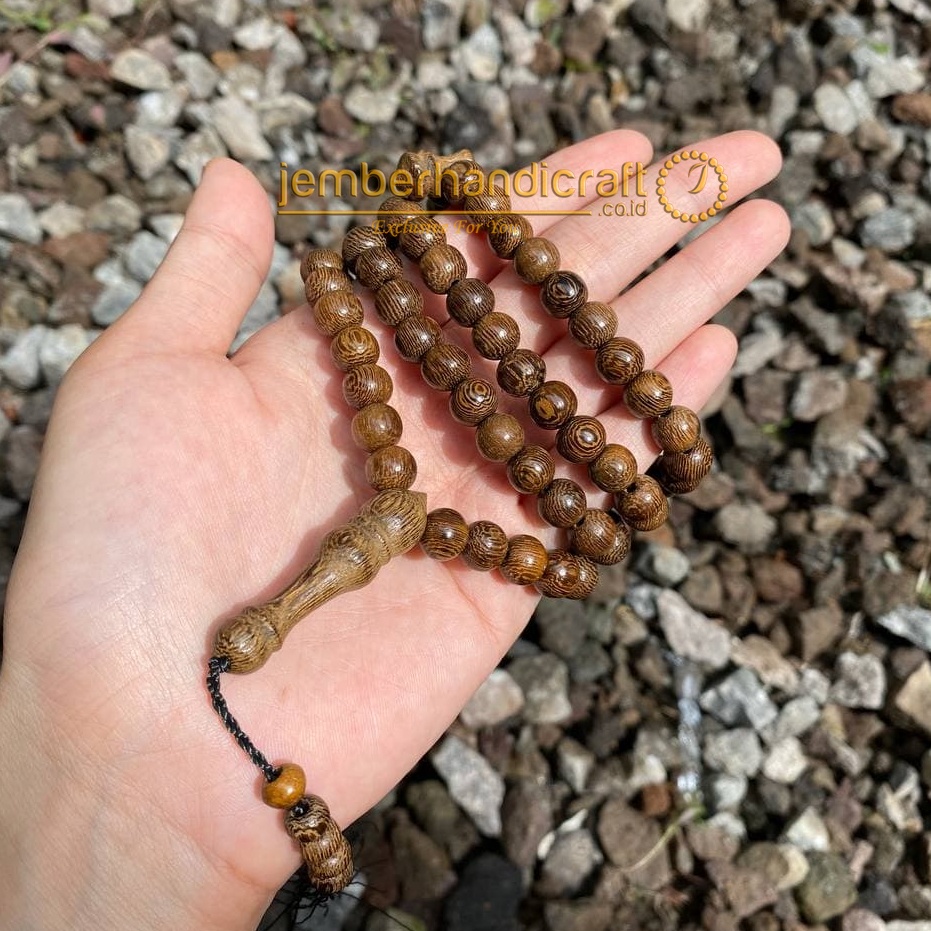 TASBIH KAYU GALIH JOHAR / TASBIH GALIH KELOR JOHAR / KELOR EMAS 99 BUTIR UKURAN 8MM DAN 10MM BERSERTIFIKAT