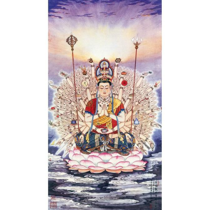 Art Repro Digital Lukisan Gambar Kwan Im Pou Sa Mahayana Dewa Dewi KEREN