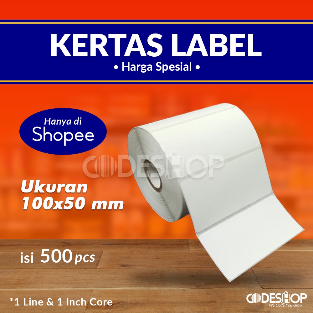 Kertas Label Thermal Uk. 100x50 mm Isi 500 Stiker Resi 100 x 50