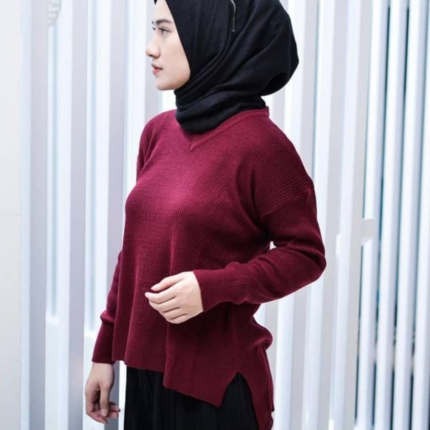 Miliki - Sweater / BOXY VNECK / Kerah V Wanita / Atasan Wanita / Outwear Wanita / Sweater Rajut / Sw