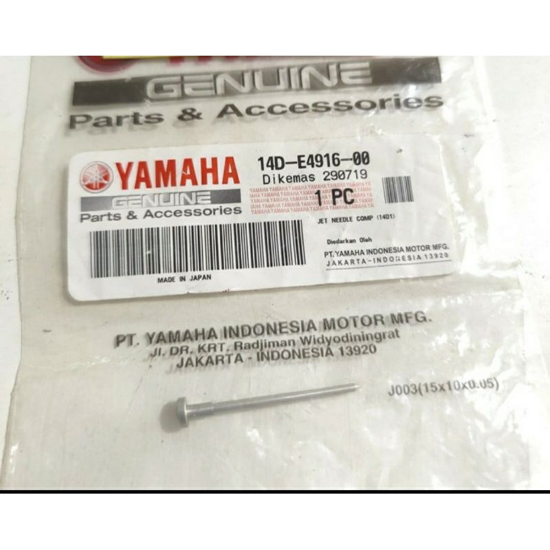 JARUM SKEP KARBURATOR MIO FINO KARBU ASLI ORI YAMAHA 14D E4916 00