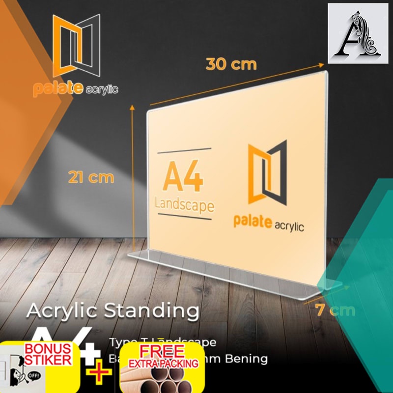 

Promo acrylic tent holder / akrilik A4 tempat brosur Meja LANDSCAPE acrilic - BAHAN STANDAR