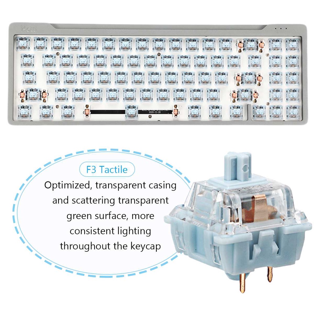 Feker 70 / 90 / 110 pcs Saklar Tactile 3 Pin Switch Axis Hot-swap Warna Biru Muda Untuk Keyboard Mekanik