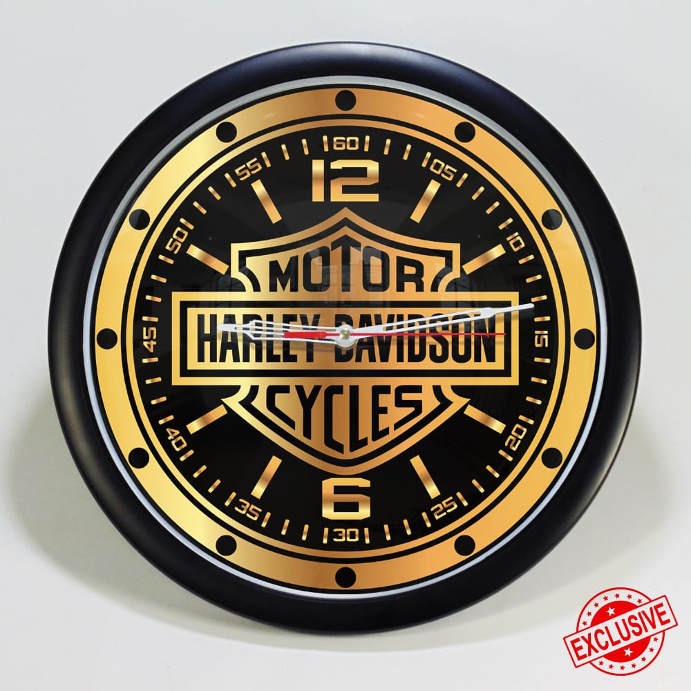 (ISTIMEWA BOSSQUE) JAM DINDING CUSTOM HARLEY DAVIDSON GOLD - EXCLUSIVE