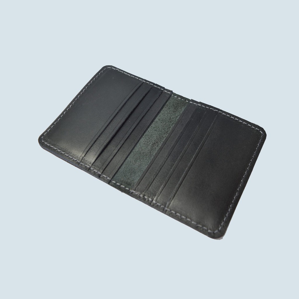 dompet kartu kulit asli 8 slot kartu - card wallet model lipat hitam