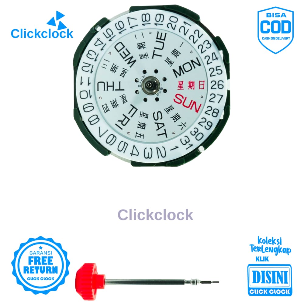 Mesin Jam Tangan Tanggal Hari Quartz Aksesoris Jam Miyota 2105 Tgl/HR Diangka 3