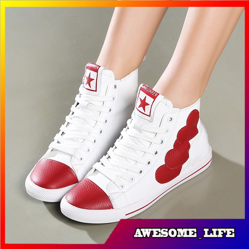 Pump Heels Wanita Broken Size Leather White  Pumps Flat Student Leisure Sports  Korean Sneakers