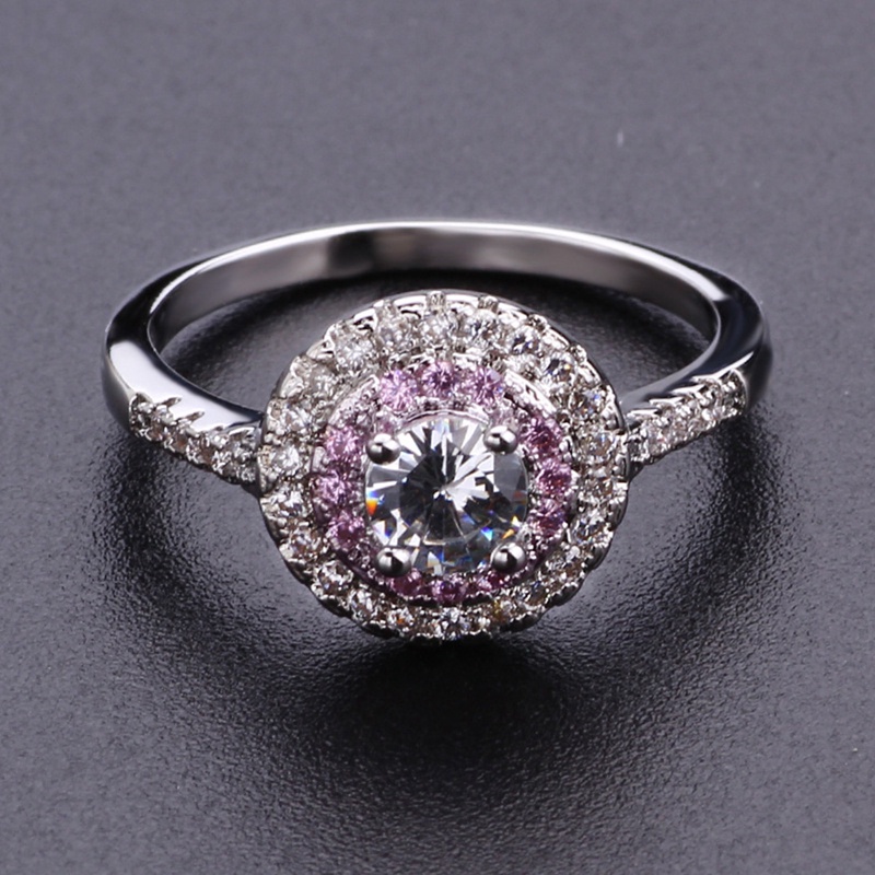 Cincin Sterling Silver 925 Hias Berlian Warna Pink Untuk Wanita