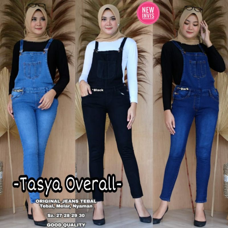 (Bisa COD) Celana Overall Jeans Wanita Warna Hitam // Celana Overall Jeans wanita Murah