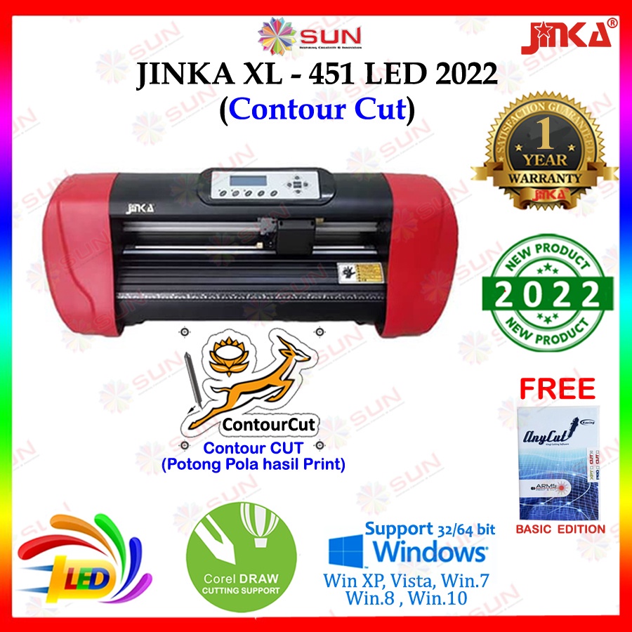 Mesin Cutting Sticker JINKA XL 451 LED versi 2022 ( Contour Cut / Support CorelDraw )